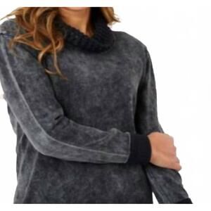 NEW ANGEL cowl neck cotton top in charcoal